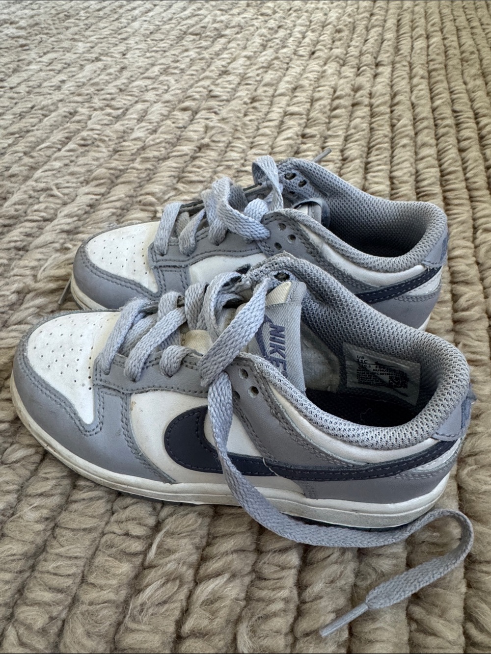 Nike Kids White and Gray Low-Top Sneakers